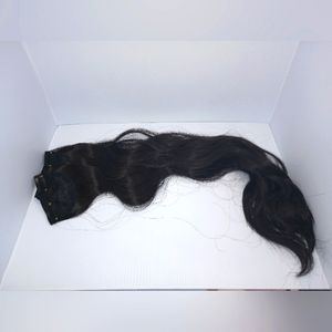 AICKER Synethetic Clip In Long Wavy Extensions. Black. 5 Clips 155g 24inch